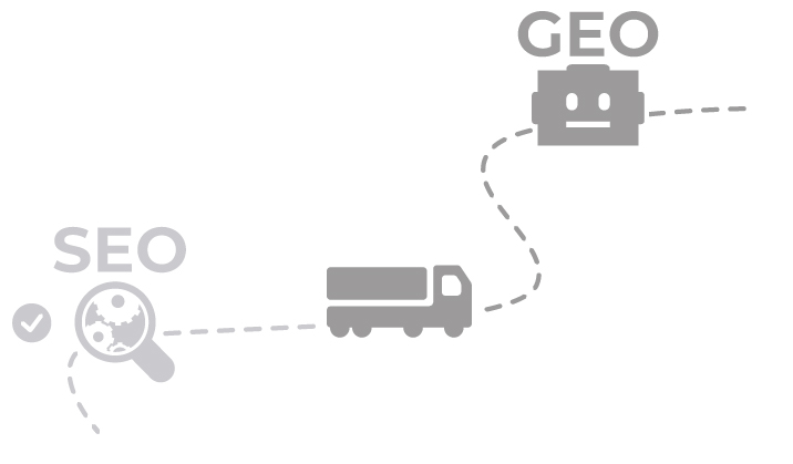 Illustration eines Lkw mit Lupe als Symbol für Sichtbarkeit und Optimierung in der Logistik